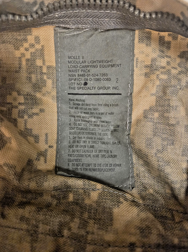 Waist Pack - ACU MOLLE II Modular Lightweight Load Carrying Equipment - 8465-01-524-7263